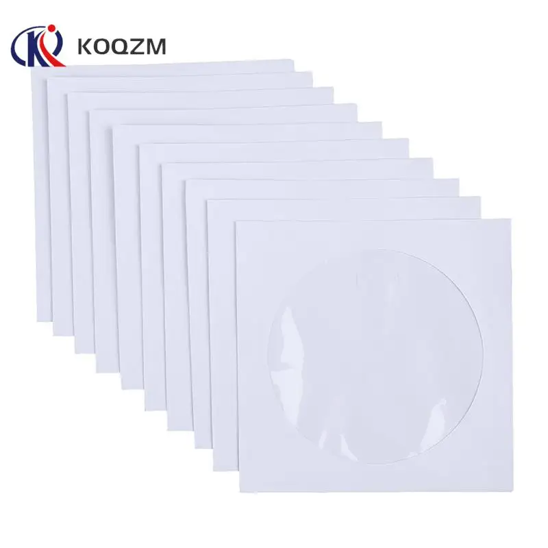 

Envelopes Storage Clear Window Case Flap White Folded Paper Bag 10/50PCS 12.5CM CD DVD Disc Paper Sleeves