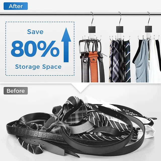 360 ° Ganci appendiabiti girevoli Salvaspazio per guardaroba Porta scarpe Scarpe Cintura Sciarpa Appendiabiti Portaoggetti per abbigliamento, Portaoggetti per la casa 2