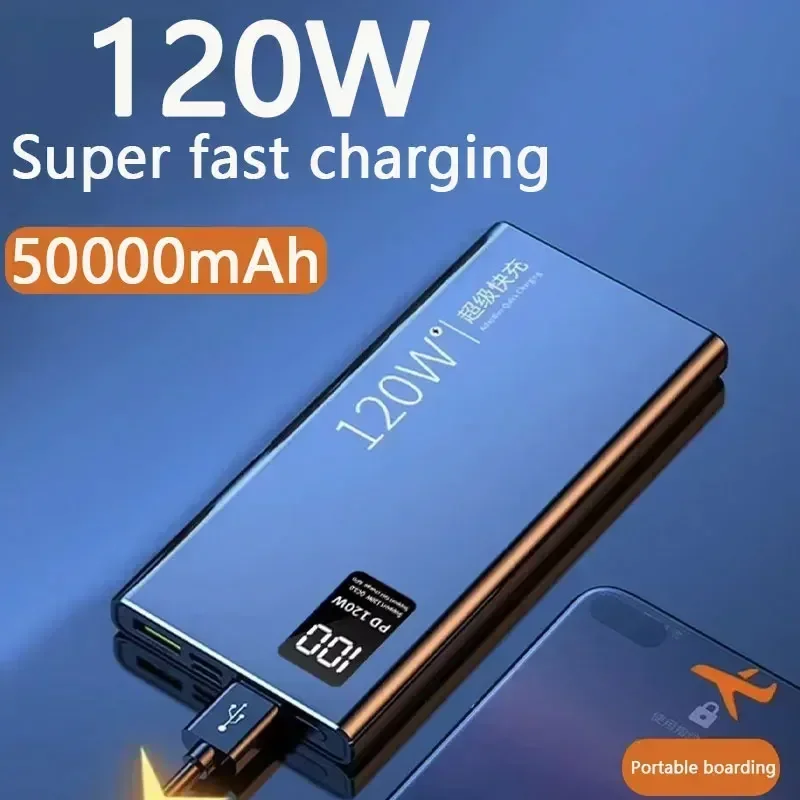 120W Super Fast Charging 50000mAh Power Bank with 100% Sufficient Capacity for Mobile Power Supply for Various Mobile Phones