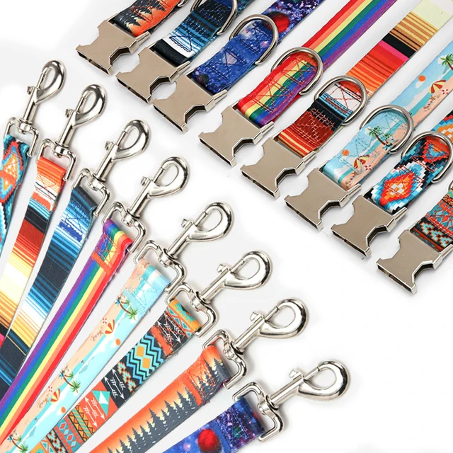 Pet Dog Traction rope Ethnic Style Striped Forest Pattern Collar Leash Traction rope Pet Cat Harnesses Leads Dog leash 2