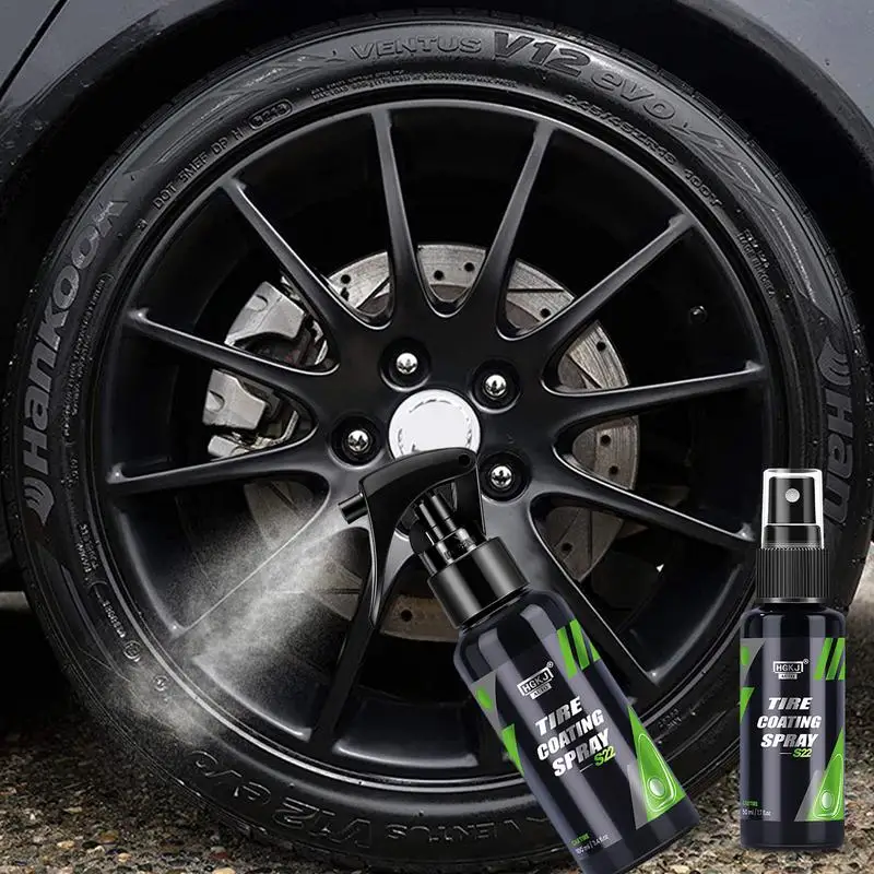 Kit de pulverización de revestimiento brillante para neumáticos de coche, accesorios de calidad para el cuidado del vehículo, protección contra grietas, color negro profundo Recubrimiento de brillo de neumáticos de coc