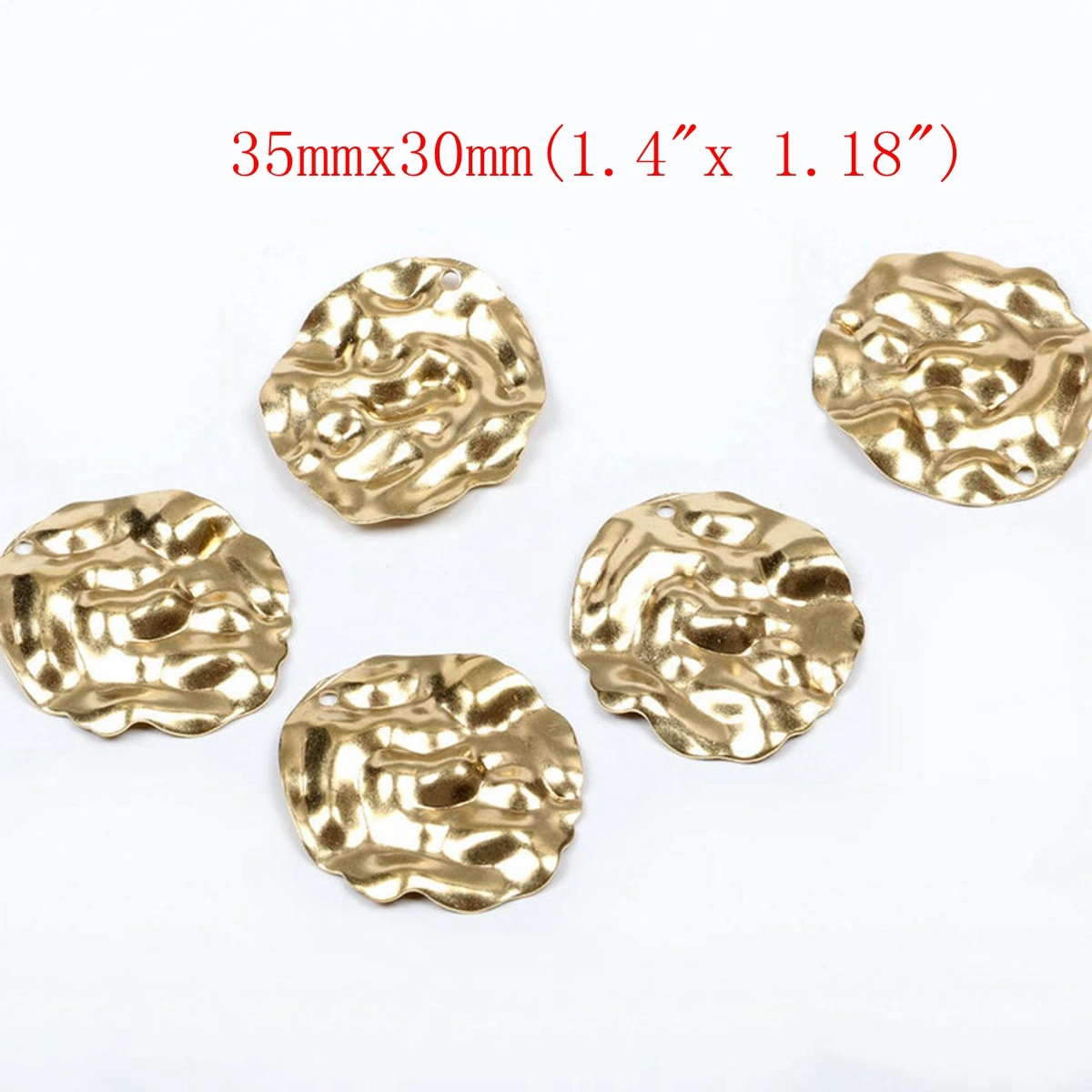 Gehämmerte Messing-Charms, Münzförmiger Verbinder, Zubehör für DIY-Ohrringe, Halskette, Armband, DIY-Herstellung, Schmuckzubehör – Detail 1