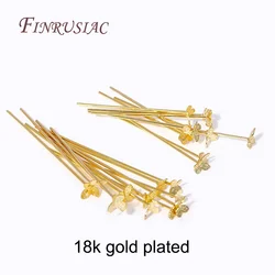 Elegant 18K Gold - Plated Brass Flower Pins for DIY Jewelry Creations - Set of 10/20 Pieces (18K Gold Plated - 40mm)
