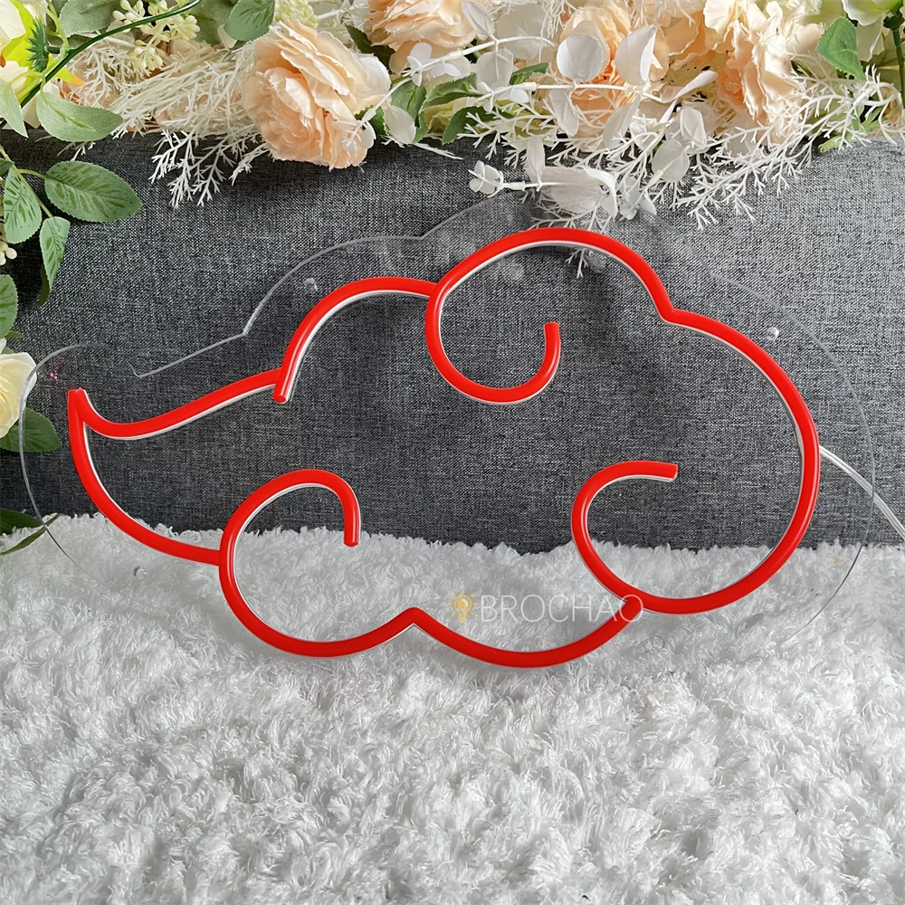 Red Cloud Logo Neon Sign Anime LED Neon Light Lamp Wall Decor Home Bedroom Gaming Room Decoration Creative Gift Night Lights