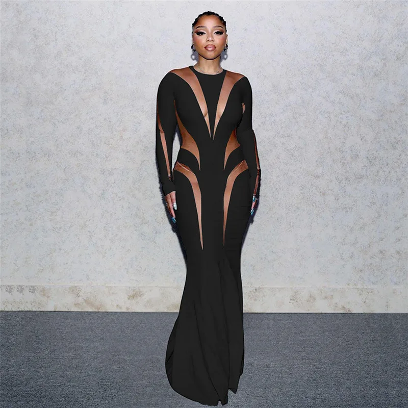 ANJAMANOR See Through Mesh Insert White Party Dresses for