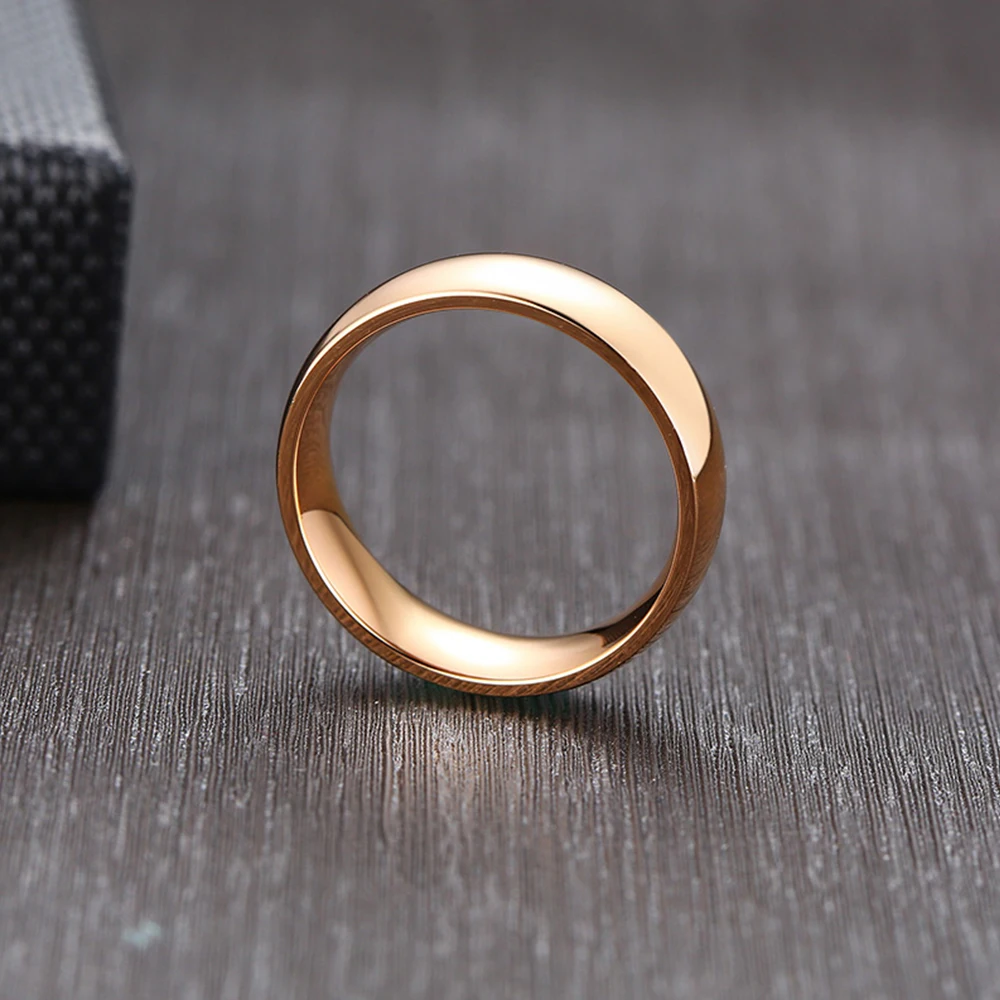 Unisex 6mm Classic Black Blue Rose Gold Color Men Rings Fashion Jewelry Stainless Steel Big Size 4 5 6 7 8 9 10 11 12 13 14 15 5