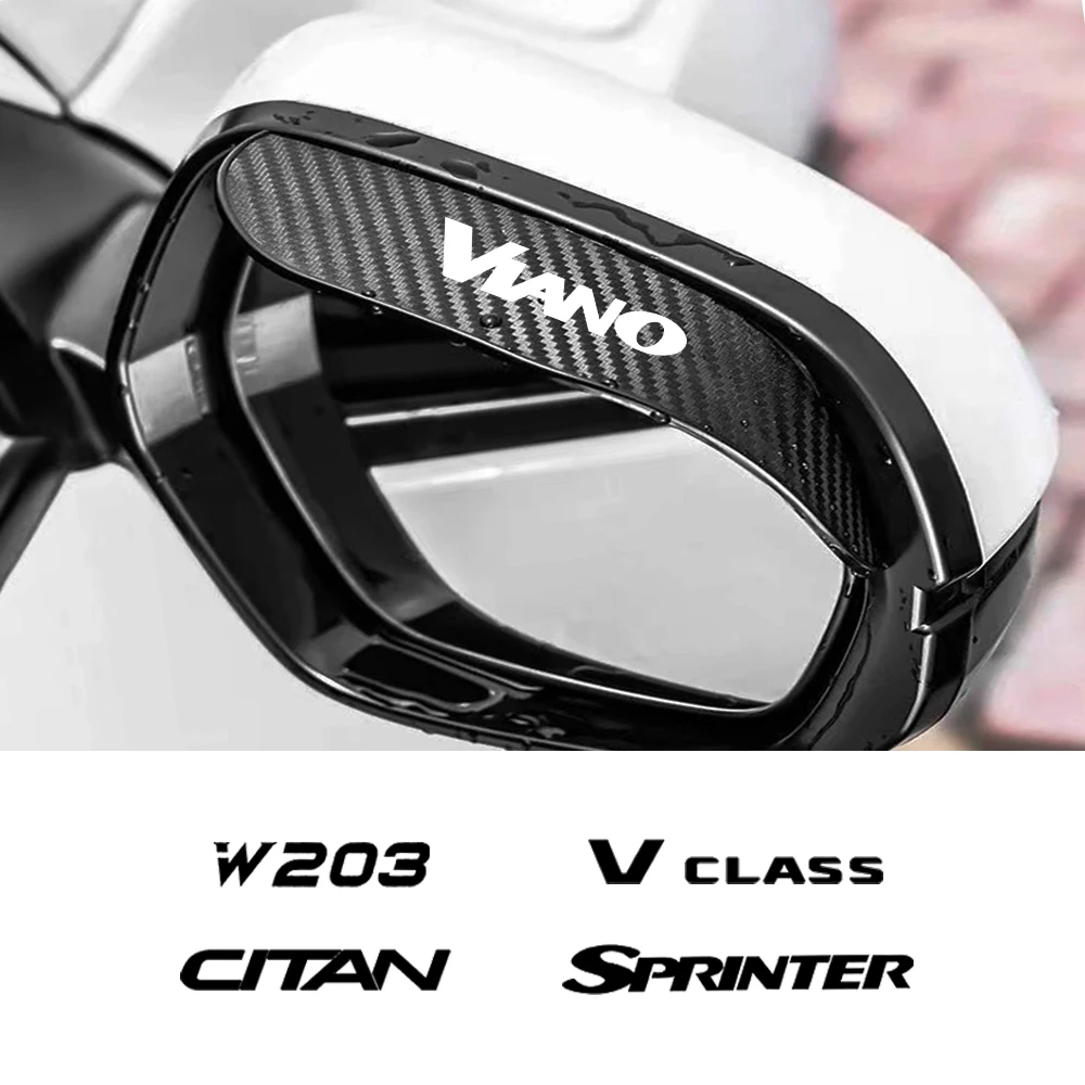 Carbon Fiber Car Rearview Mirror Eyebrow Rain Cover 2Pcs for Mercedes Benz A B C E R S V class Sprinter Viano W124 W203 W204
