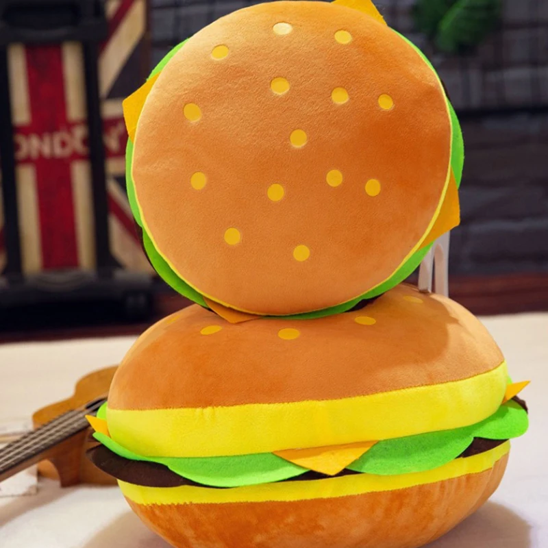 New Plush toys hamburger shape pillow creative funny plush toy doll cushion pillow child gift realistic hamburger stuffed toys 6