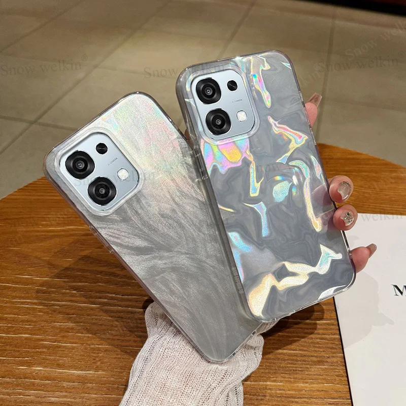 Luxury Laser Silver Gradient Shockproof Phone Case with TPU Bumper