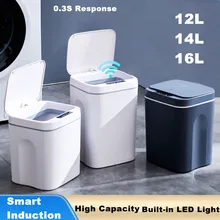 Poubelle à Induction intelligente, 16l, capteur automatique, poubelle tactile électrique, pour cuisine, salle de bains, chambre à coucher