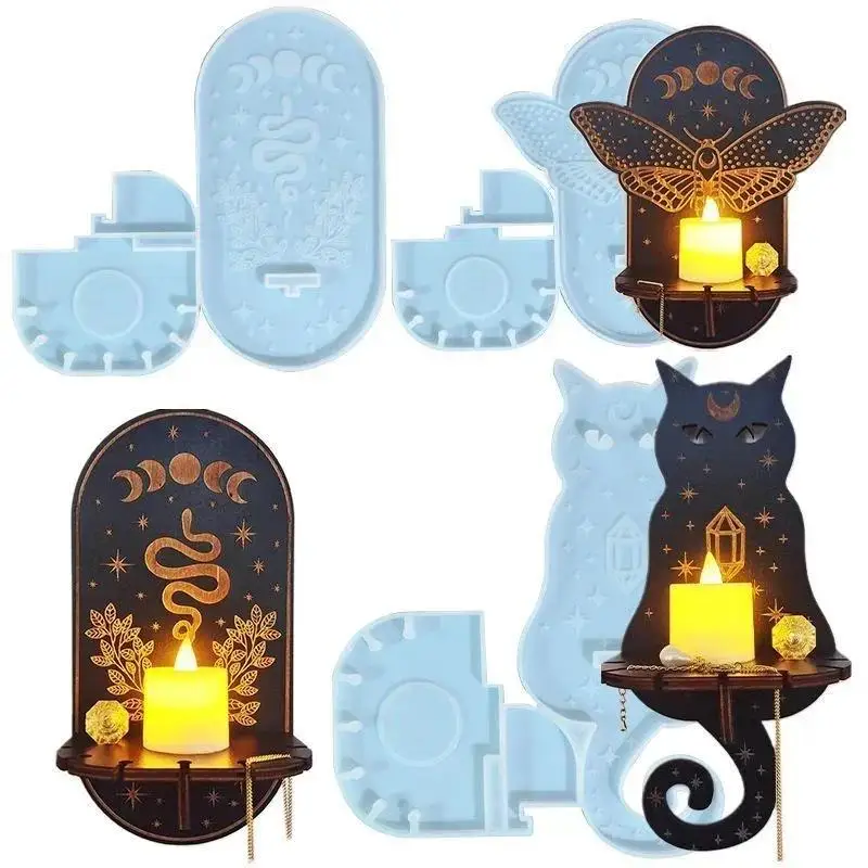 Halloween DIY Cat Silicone Candle Mold Wall Mounted Epoxy Resin Silicone Candle Holder Mold Making Kit Easy To Make