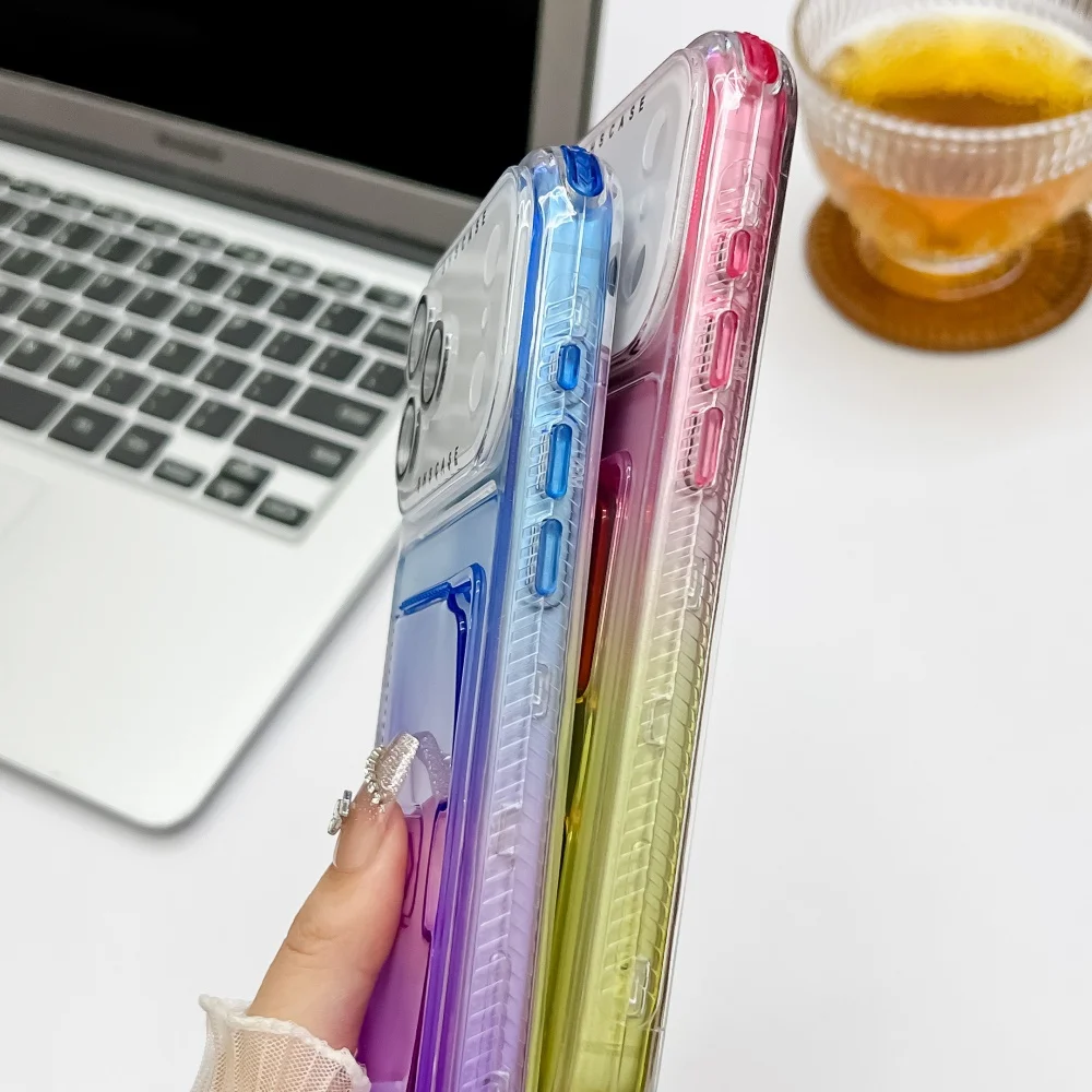 Gradient Transparent Luxury Wallet Case with Card Slot