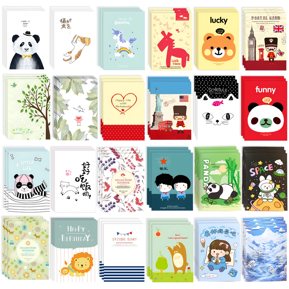 Leather notebook Student notebook Bullet journal notebook Budget binder notebook Guided journal Kraft paper sketchbook 10sets/Lot Korean Cute Small Notebooks Portable A7 Mini Planners Agenda Diary Stationery Journal Notepad Note Kids Prize Booklet