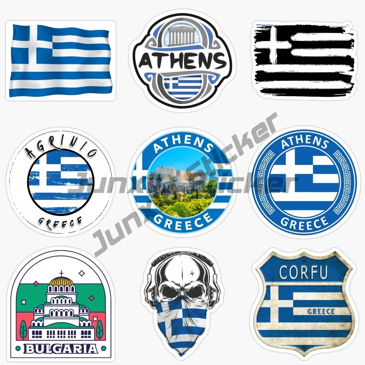 CreativeStickersGreeceFlagMapDecalStickerGreekCoatofArms