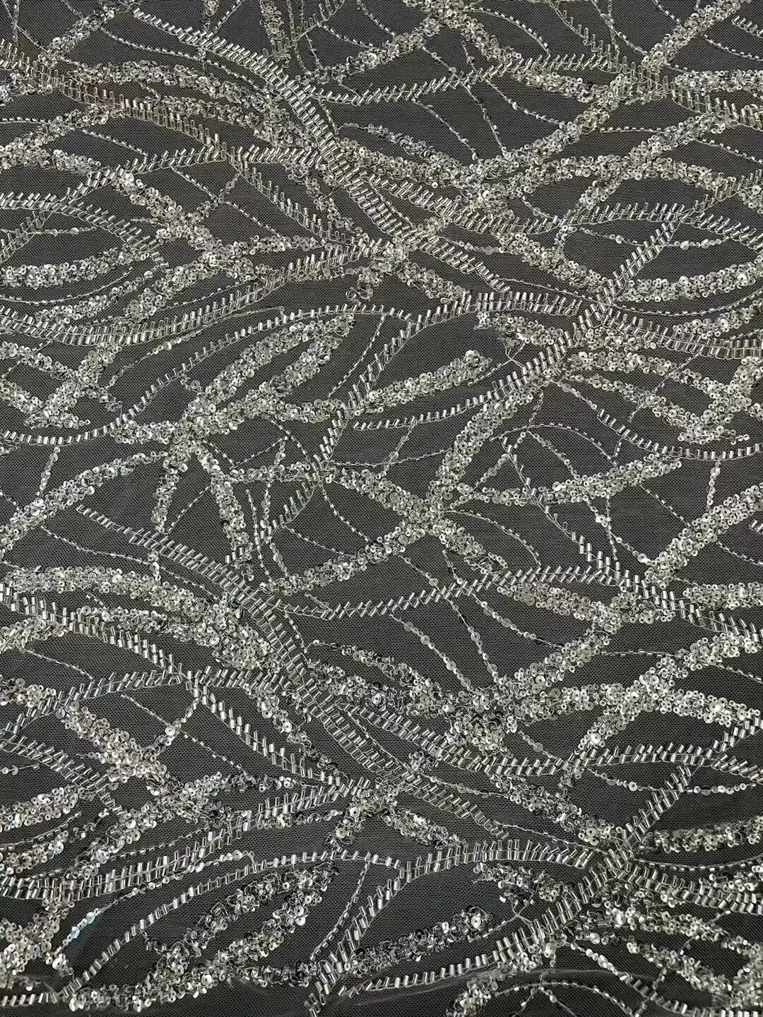 

Lace Fabric S-1209684 Beaded and sequins Tulle Lace Fabric Embroidered African Nigerian Fabric For Sewing