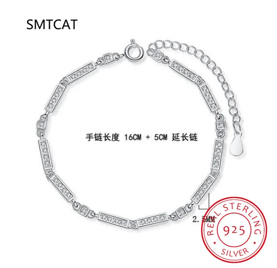 女性用スターリングシルバーとジルコンのブレスレット,ペンダント