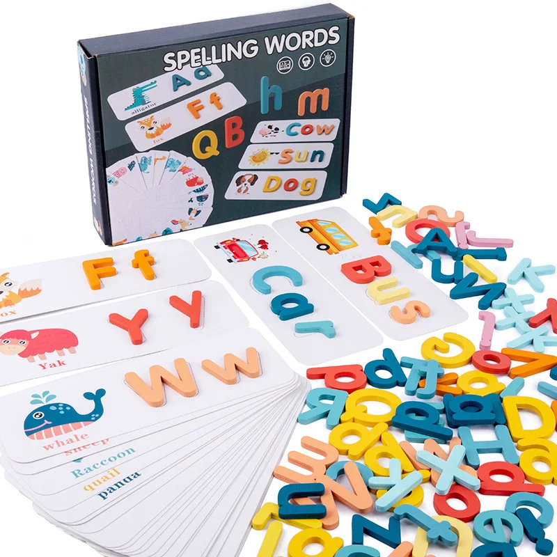 Diikamiiok-Juego de rompecabezas de palabras de ortografía de madera para para niños, tarjetas del alfabeto inglés, aprendizaje de habilidades de escritura _ - AliExpress Mobile