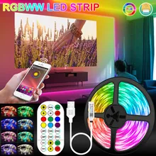 

5M-20M Bluetooth RGBWW Led Strip lights 2835 5050 Flexible Ribbon 15M Led Lights Tape Diode With Phone Bluetooth For Christmas