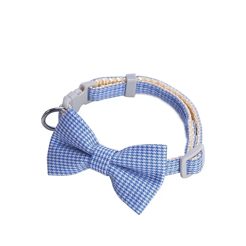 Adjustable Bow Tie Plaid Dog Collar for Pets