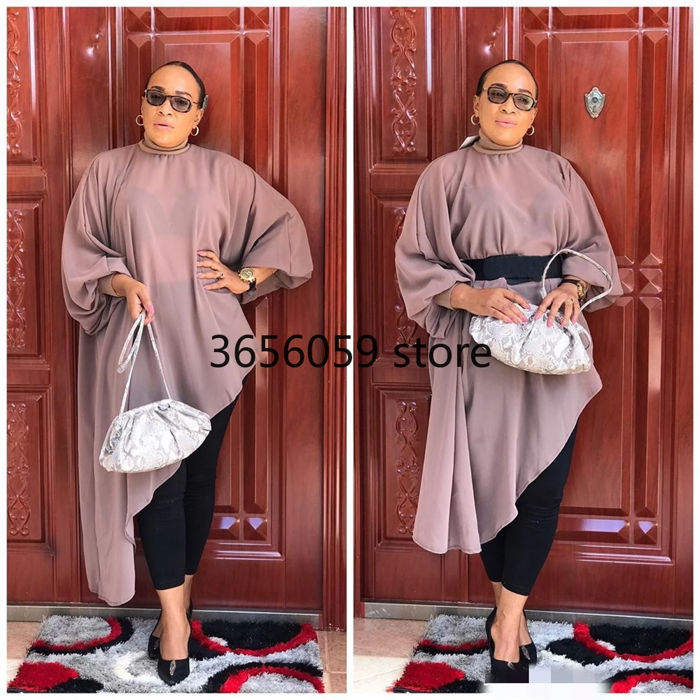 Long Sleeve Chiffon Dresses For Women African Plus Size Tops