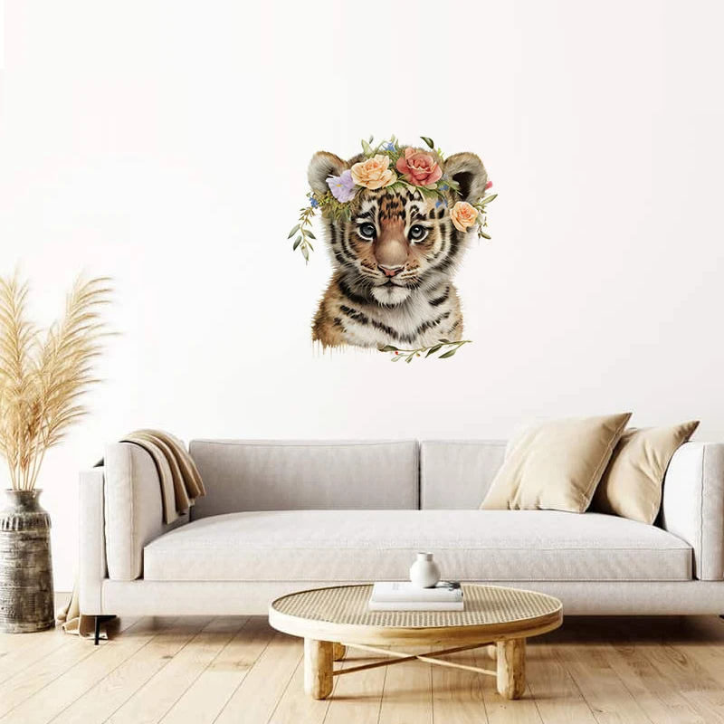 C185#Flowers And Animals Wall Sticker Kids Room Background Home Decoration Mural Living Room Wallpaper Funny Decal