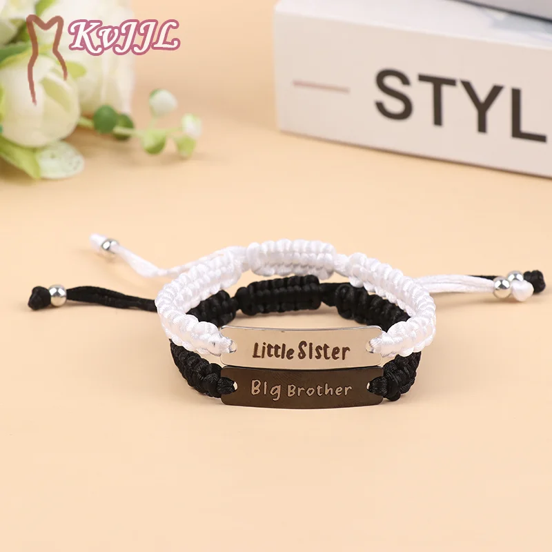 2Pcs Mom And Dad/Brother And Sister Bracelet Set Handmade Black