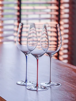 Stili multipli Calice di cristallo con stelo rosso, vino rosso filettato, set di bicchieri da champagne bordeaux, eleganti utensili per bere 2