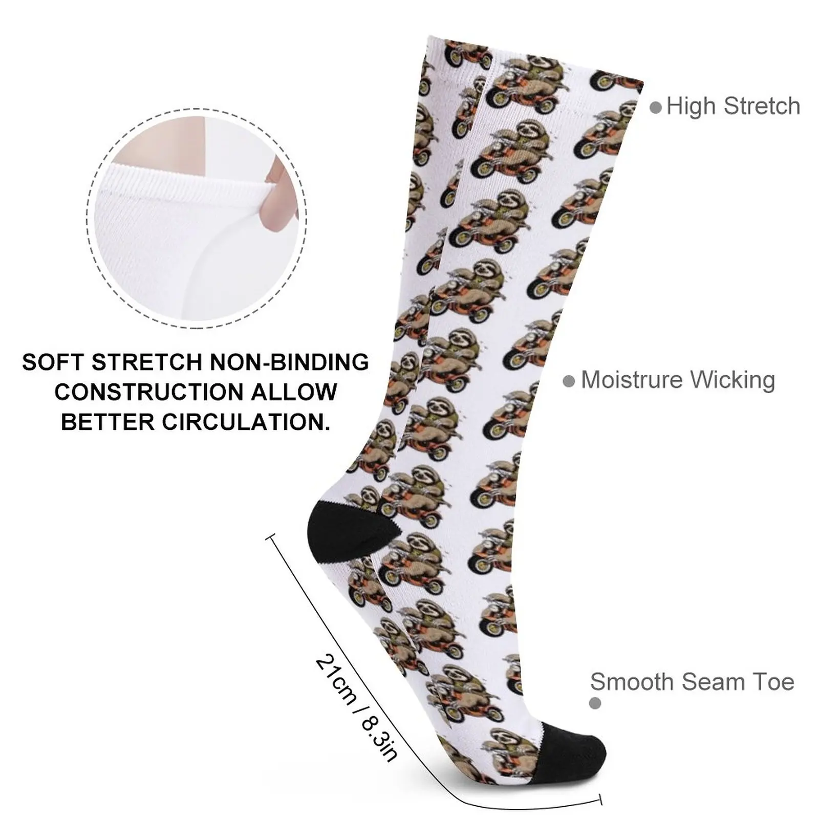 A Retro Sloth Riding a Motorcycle Socks men socks cotton Hiking boots Socks men cotton