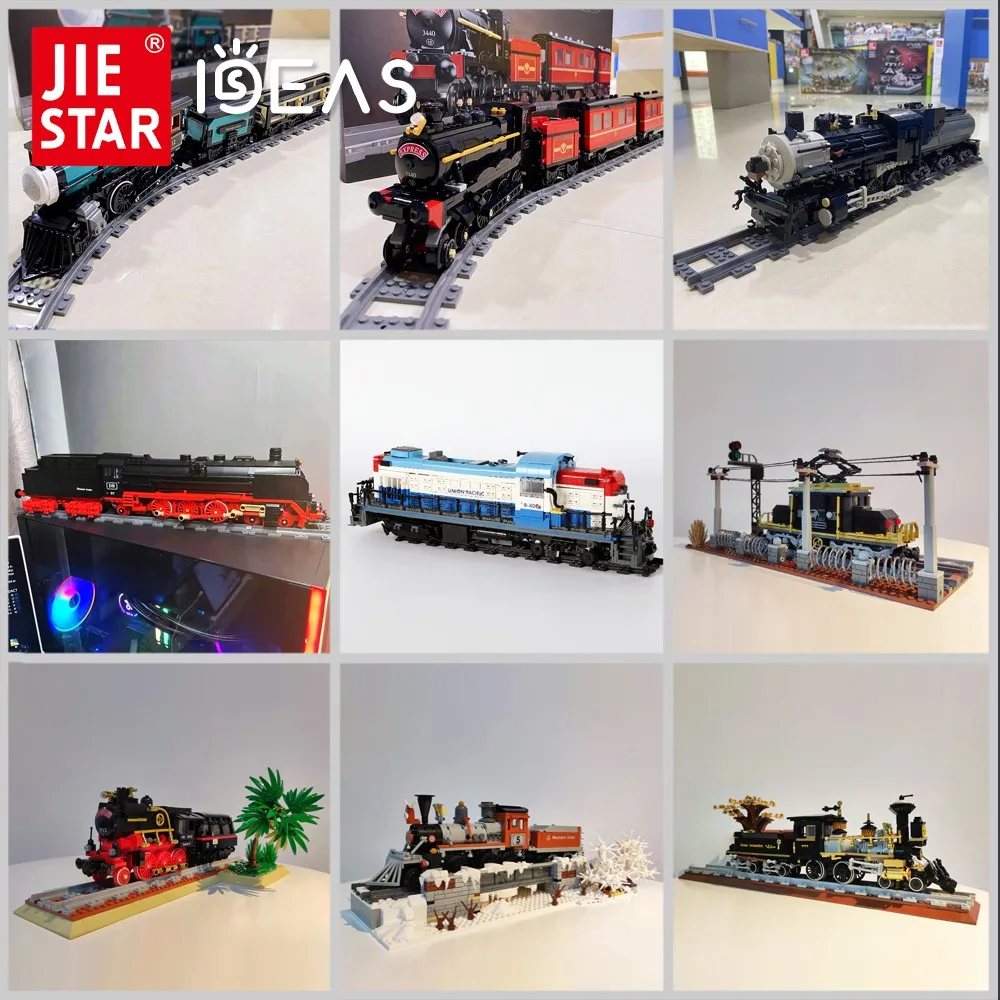 Jiestar-創造的なエキスパートのアイデア,気圧の男の子のスチームトレイン,機関車モデルmoc鉄道,モジュラービルディングブロック,おもちゃ,59005  Aliexpress