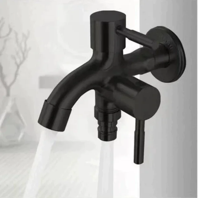 1/2" Double Outlet Faucet for Washing Machine Dual Control Water Tap One in Two out Bidet Faucet Bathroom Sink Fitting 4
