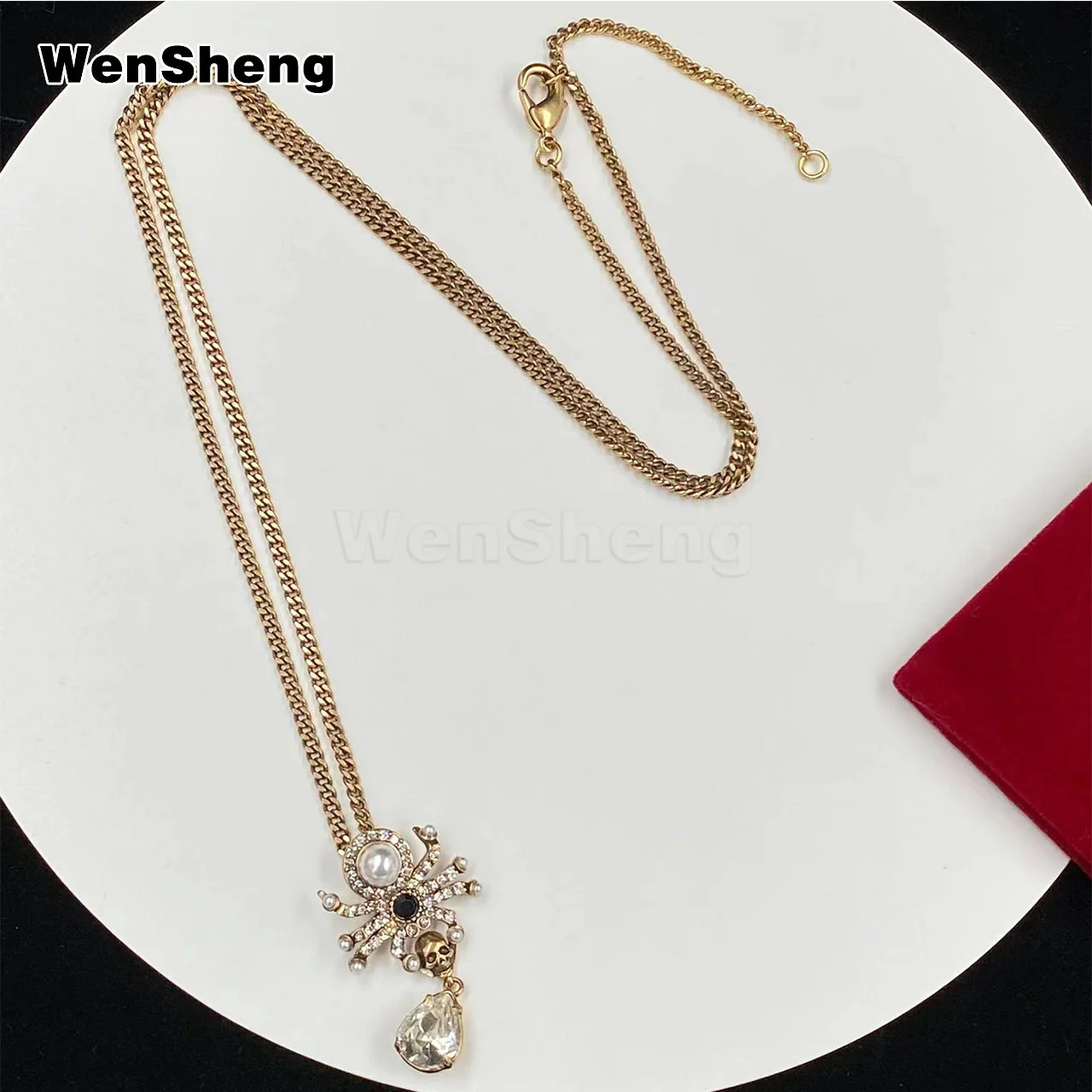 

2022 Fashion Accessories Spider Skull Pendant Necklace For Women's Banquet Jwelry Gifts