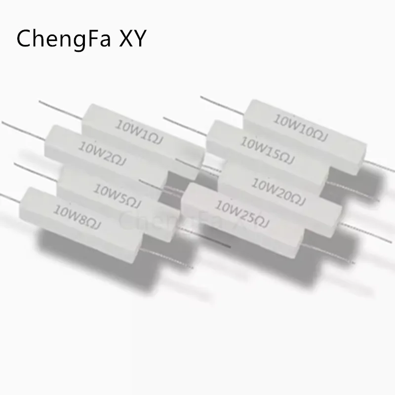 10pcs 10W Ceramic Cement Resistor 5% 0.1R 0.22 0.33 0.47 0.5 1 2 3 4.7 10 20 30 50 100 300 Ohm 6.8k 0.25R 0.5R 3R 27R 12R 100R cement resistor ceramic resistor