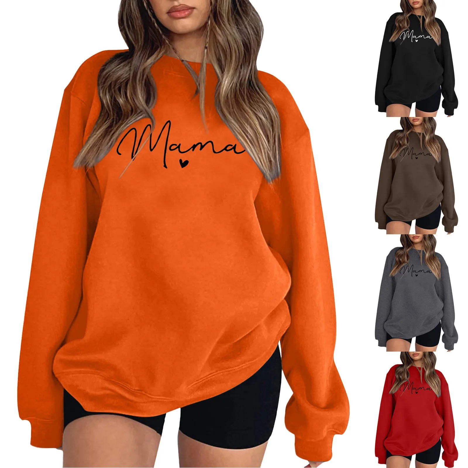 

Womens Fashion Casual Long Sleeve Crew Neck Sweatshirts Printed Pullover Hoodless Loose Sweatshirts Top Color Sleeve