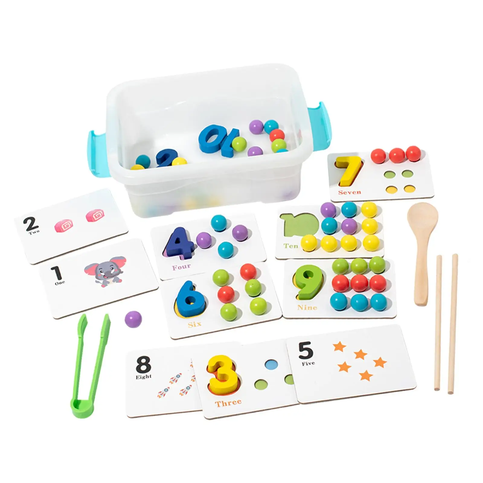 Wooden Color Sorting Toy Educational Toys Early Development Learning Number Tracing Board Beads Counting Toy for Kids Preschool