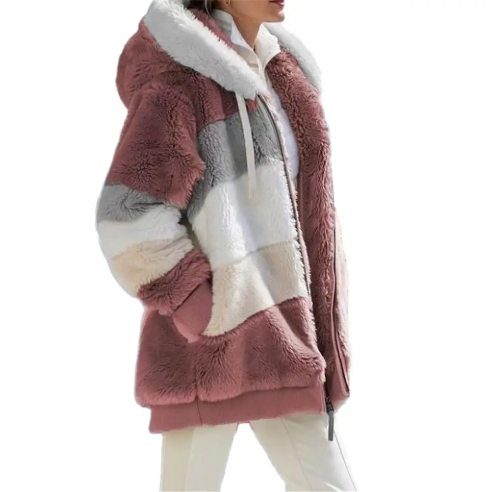 Manteaux En Polaire Pour Femme Sweat À Capuche Zippé Doux Ample Manteau