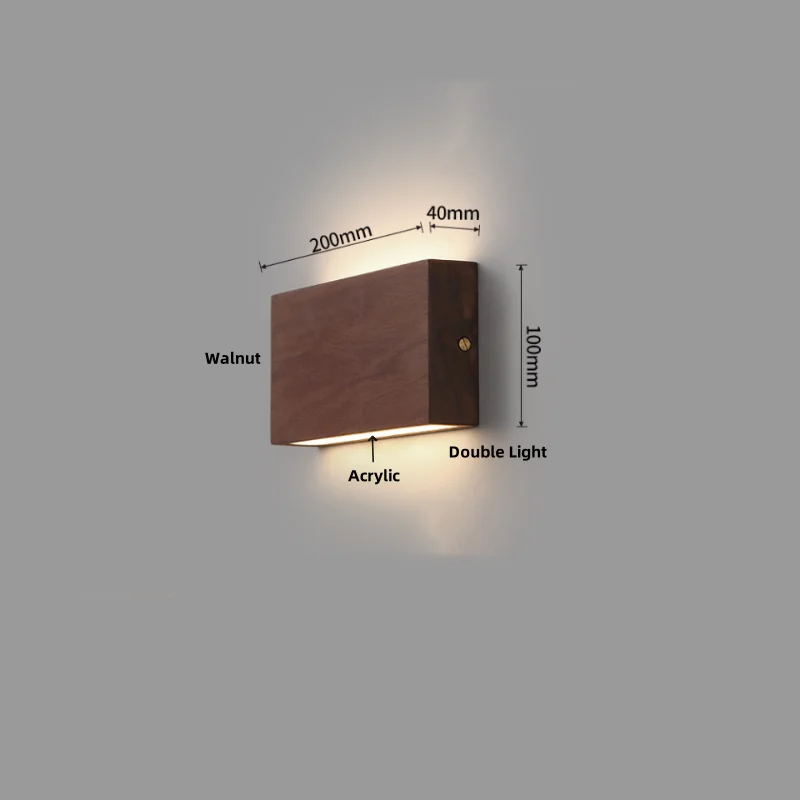 IWHD Simple Art LED Wall Light Sconce Indoor Bedroom Restaurant Living Room Walnut Wood Nordic Comtemporary Bedside Lamp Lampara 2