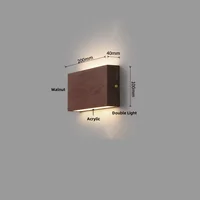 IWHD Simple Art LED Wall Light Sconce Indoor Bedroom Restaurant Living Room Walnut Wood Nordic Comtemporary Bedside Lamp Lampara 2