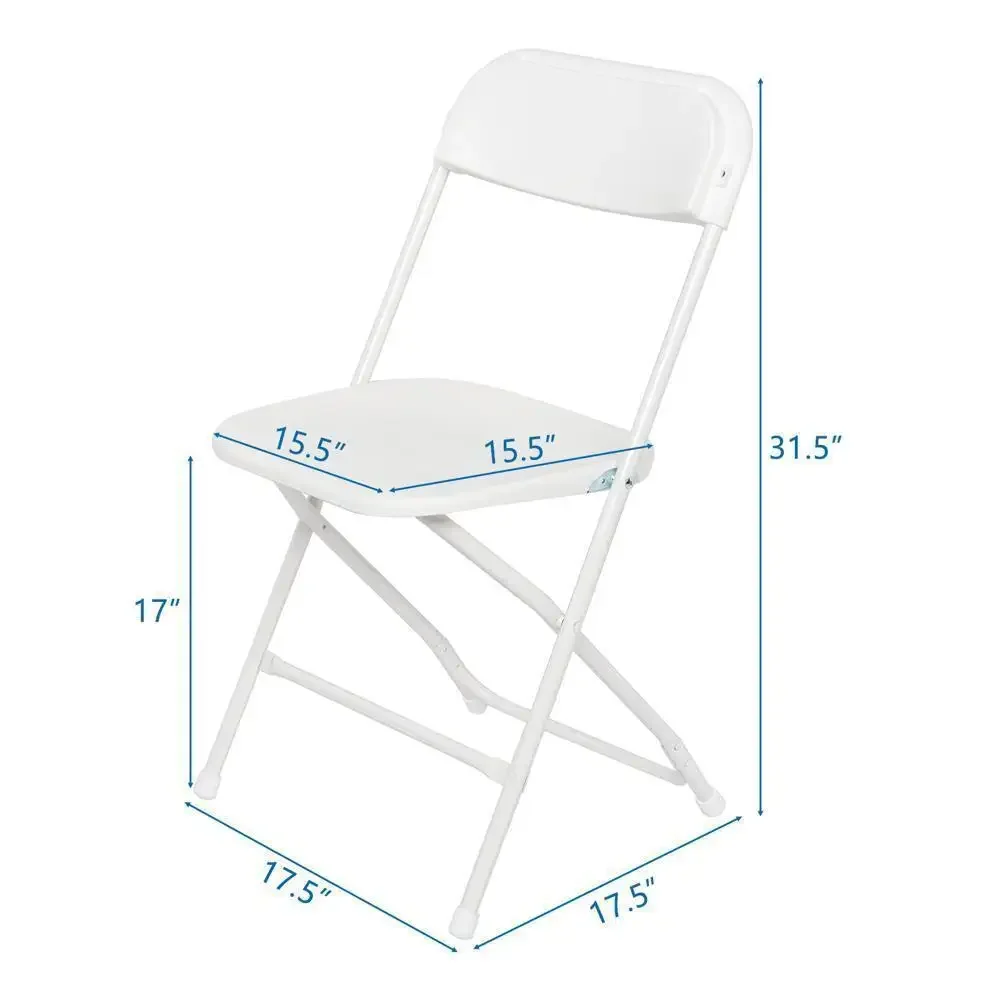 4/6/8/10/12/20Pcs Plastic Folding Chairs Stackable Wedding Party Camping Dining Seats, Home - White/Black 6