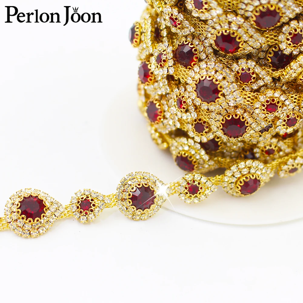 Neue Gold Kristall Band Bunte Applique Strass Trim Kette für Frauen Schuhe Taschen Kleidung Dekoration Zubehör ML183-193 – Detail 34