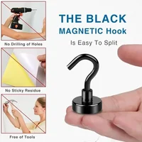 สีดําตะขอแม่เหล็กที่แข็งแกร่งสําหรับตู้เย็น Multi-Purpose Wall MAGNET Hook คีย์ Coat แขวนแขวนห้องครัวห้องน้ํา Organizer 6