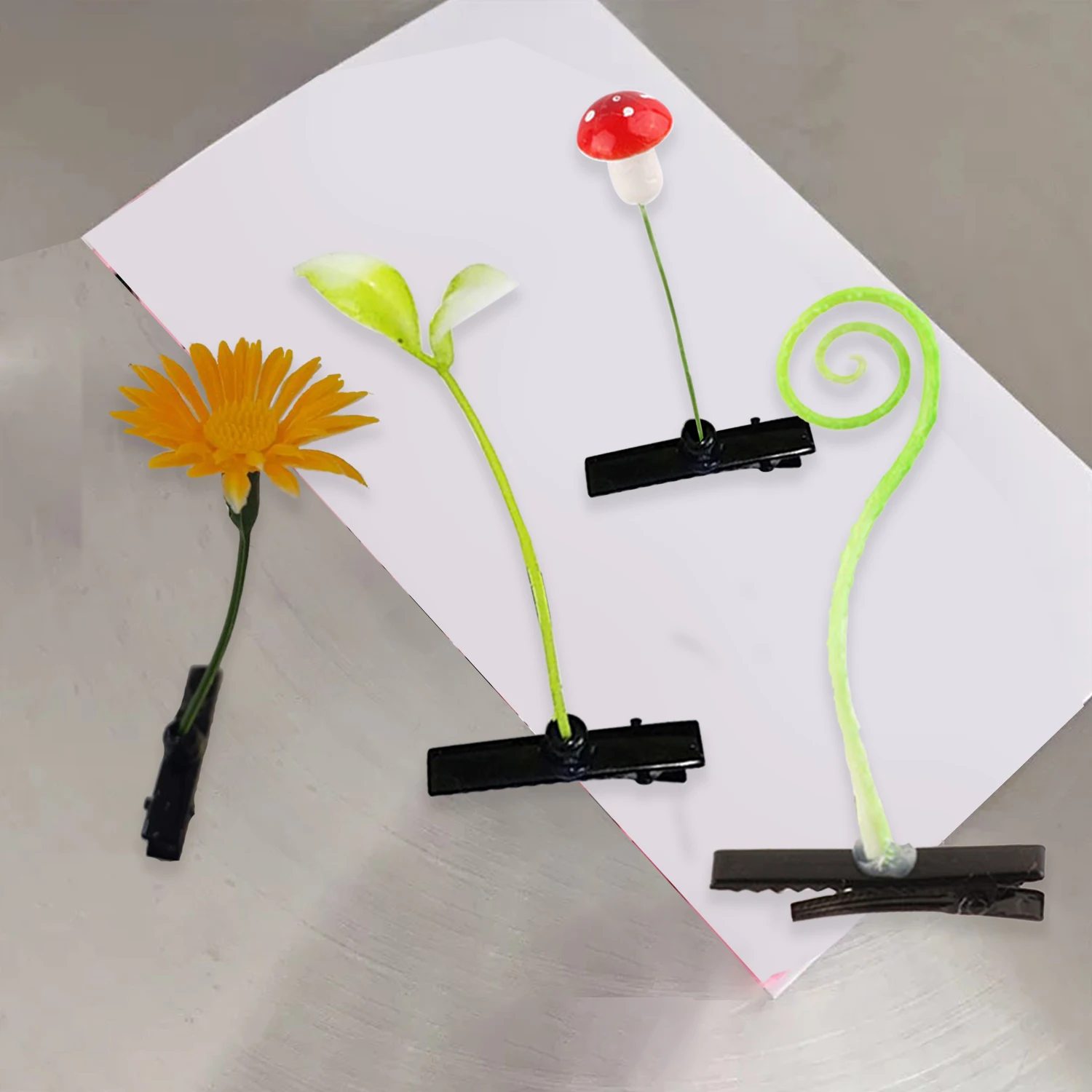 

4Pcs New Simulation Plant Hair Clip Funny Little Bean Sprout Flower Hairpin Trendy Stage Performance Children's Hair Accessories
