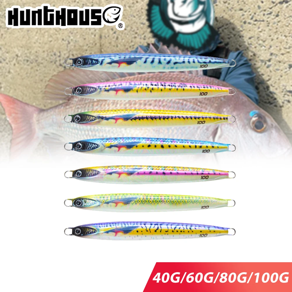 

Hunthouse Jigging 3D Printed Metal Jig Fishing Lure Trolling 40g/60g/80g/100g Sinking Saltwater Mackerel Bluefish Fish Tackle