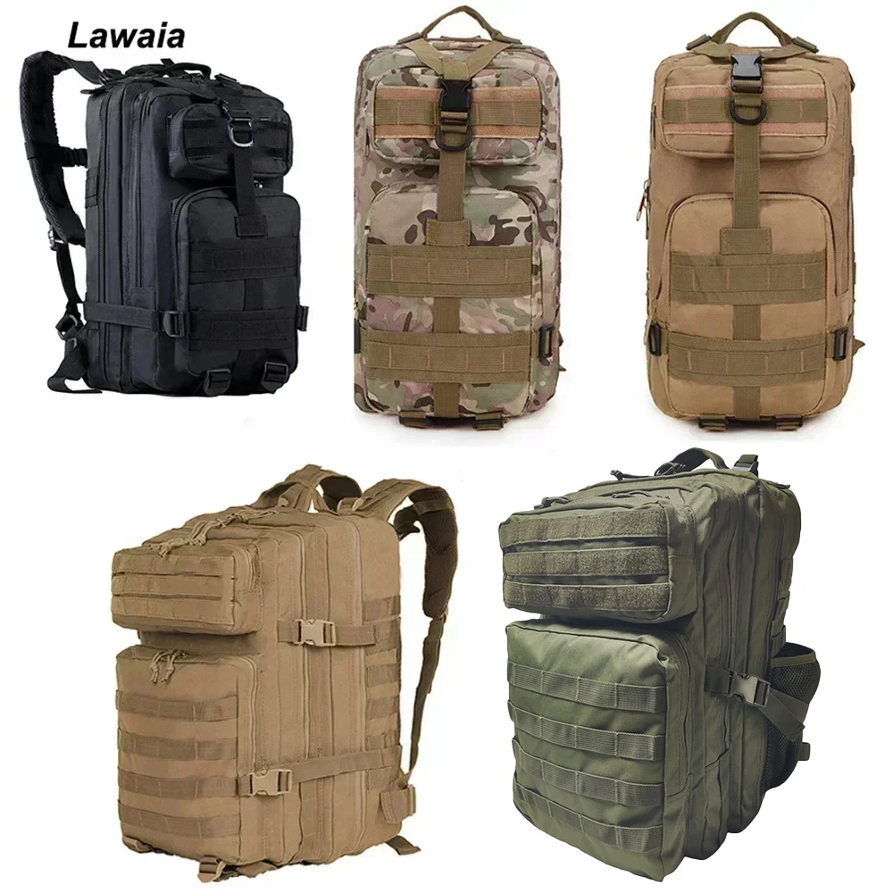 Lawaia taktická batohy 30L/50L outdoorové rucksacks kemping tramping treking rybaření hon brašna s láhev držák