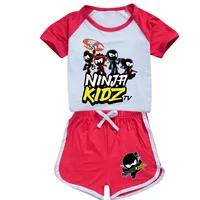 Ninja Kidz Kids Clothes Cotton Sport Tracksuits T-shirts Sweatshirt Suit Cartoon Pattern Set Teenager Baby Boys Girls Clothing 2