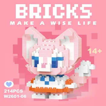 Disney 108 Style Stitch LinaBell Hello Kitty Building Blocks Princess Cartoon Figrues Bricks Children's Assembly Toys Model Gift 32