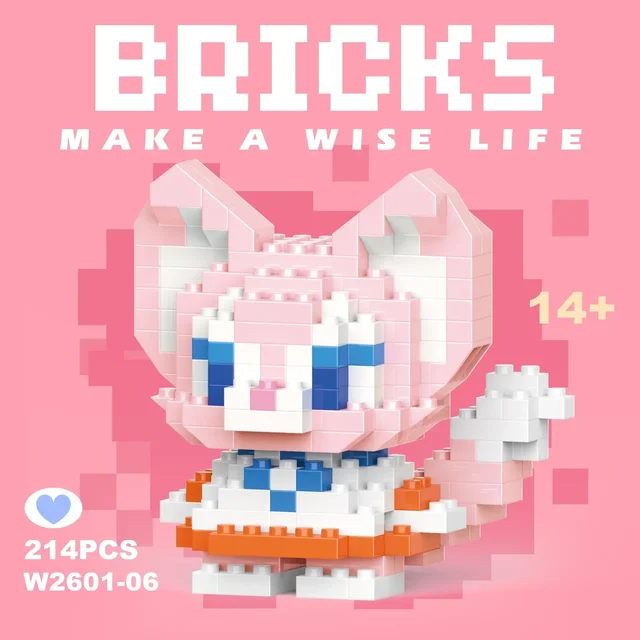 Disney 108 Style Stitch LinaBell Hello Kitty Building Blocks Princess Cartoon Figrues Bricks Children's Assembly Toys Model Gift 32