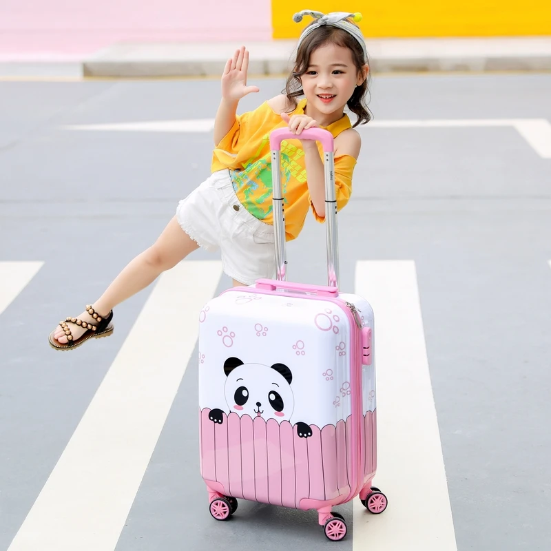 Cartoon Pink panda suitcase,Lovely rabbit animal rolling luggage