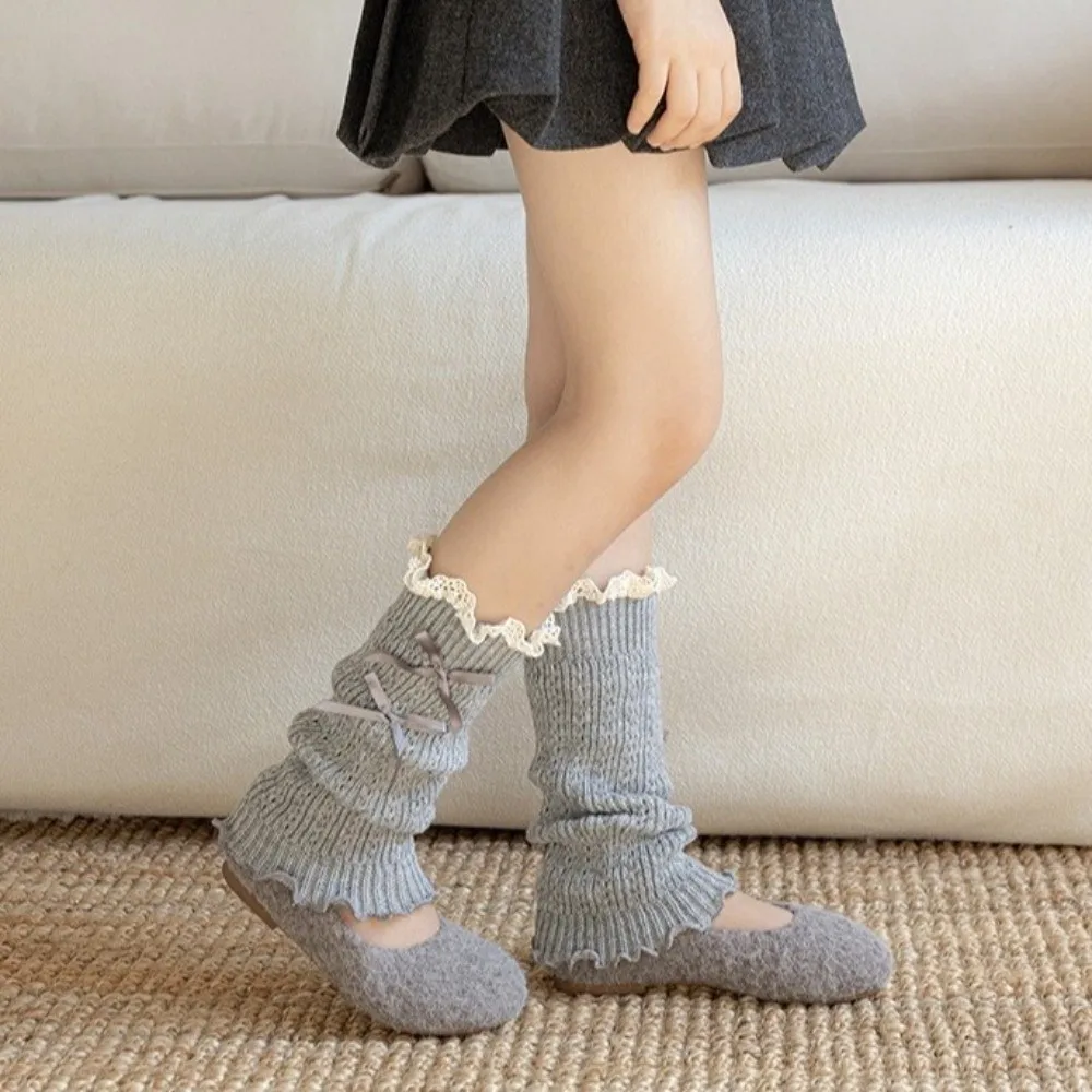 New Solid Color Leg Warmers Thickened Knitted Mid-Calf Sock Harajuku Lolita Middle Tube Socks Gift