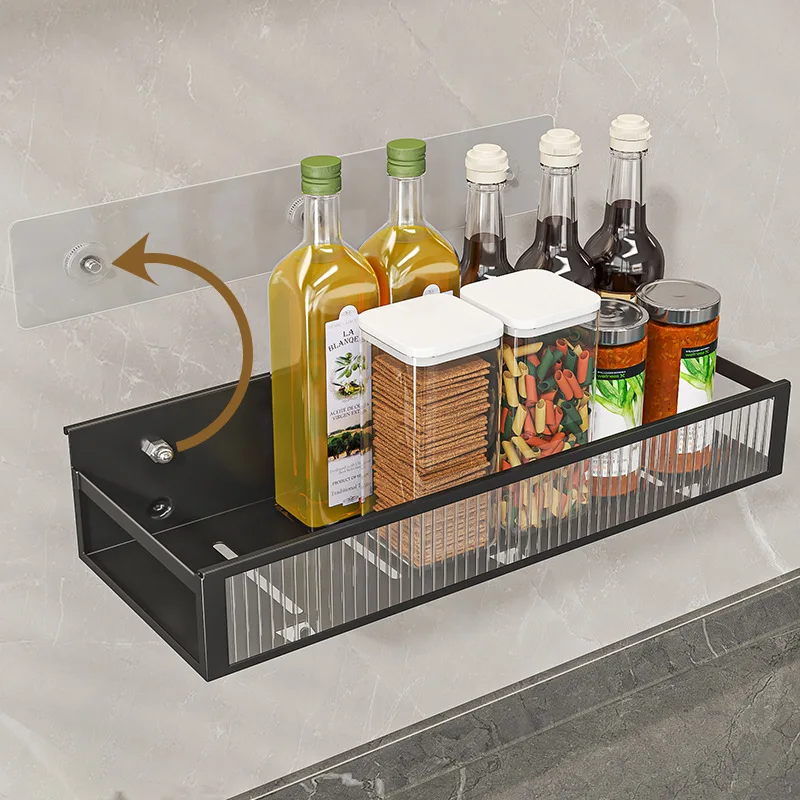 Kitchen Seasoning Rack Refrigerator Side Perforation-free Iron Rack Wall Hanging Kitchen Multi-layer Storage Organizer