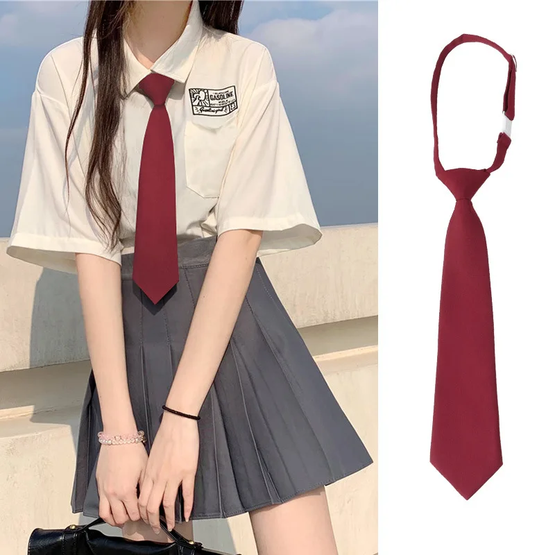 JK Ties Women Solid Black Neck Tie Girls Japanese Style for Jk Uniform Cute Necktie Plaid Uniform School Accessories woven necktie necktie set